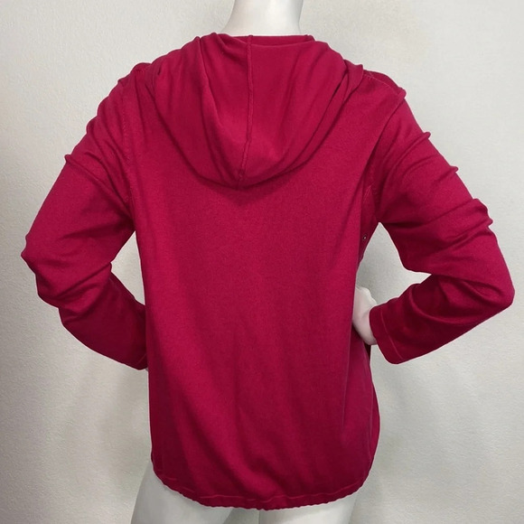 Chico's Platinum Pink Silk Cashmere Blend Long Sleeve Full Zip Hoodie Size 1=M - Picture 2 of 10